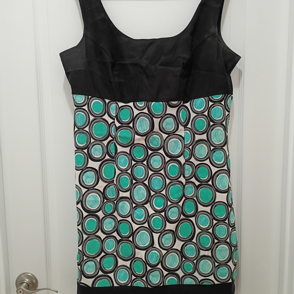 AB Studio Black and Teal Circle Mini Dress